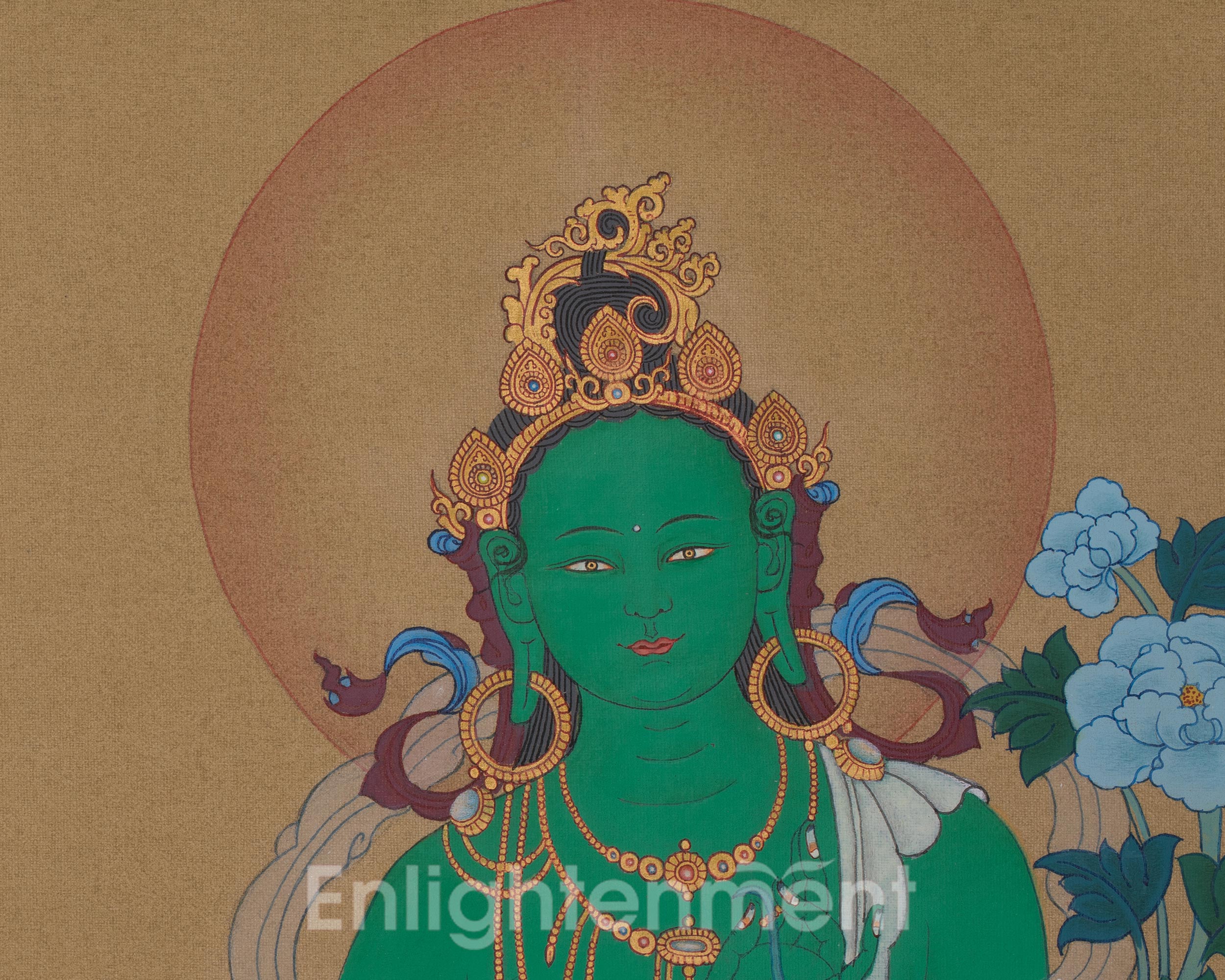 Female Deity Green Tara Art | Symbol of Compassion and Swift Protection
