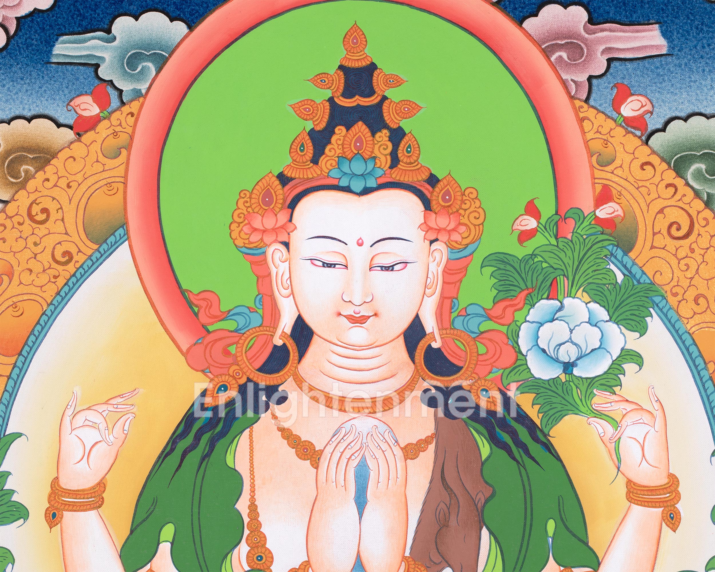 Traditional Chenresig Thangka | The Bodhisattva Of Compassion | Religious Wall Decors