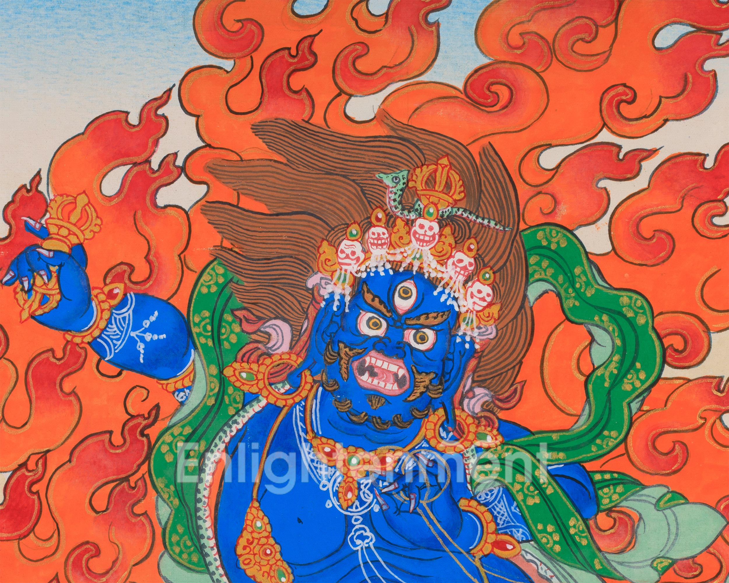 Bodhisattva Vajrapani Thangka | Wrathful Protector Deity Art