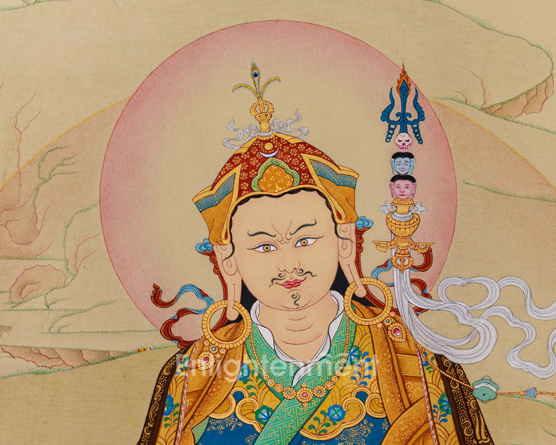 Hand-Painted Padmasambhava Art | Traditional Tibetan Thangka Painting