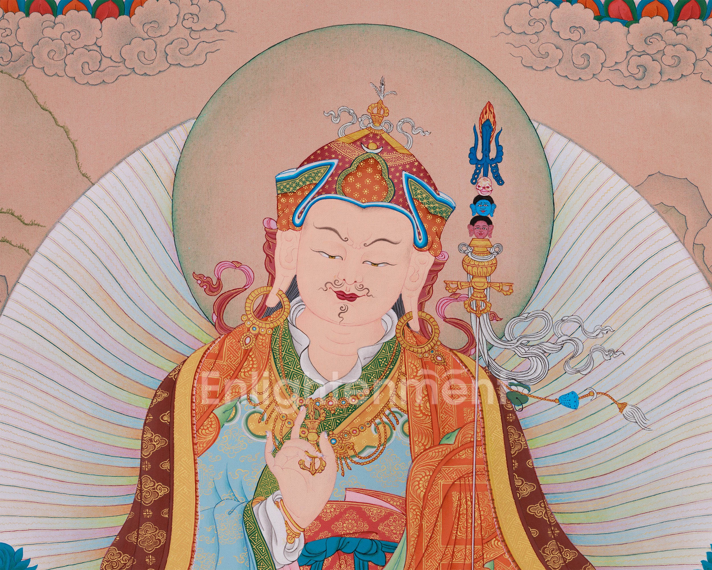 Majestic Thangka of Eight Manifestations of Guru Padmasambhava | Iconic Forms of the Lotus-Born Master