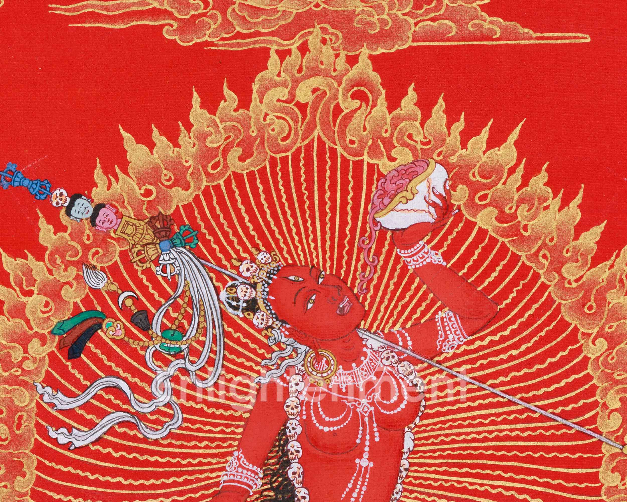 Tantric Goddess Vajrayogini Thangka | The Divine Powerful Red Yogini