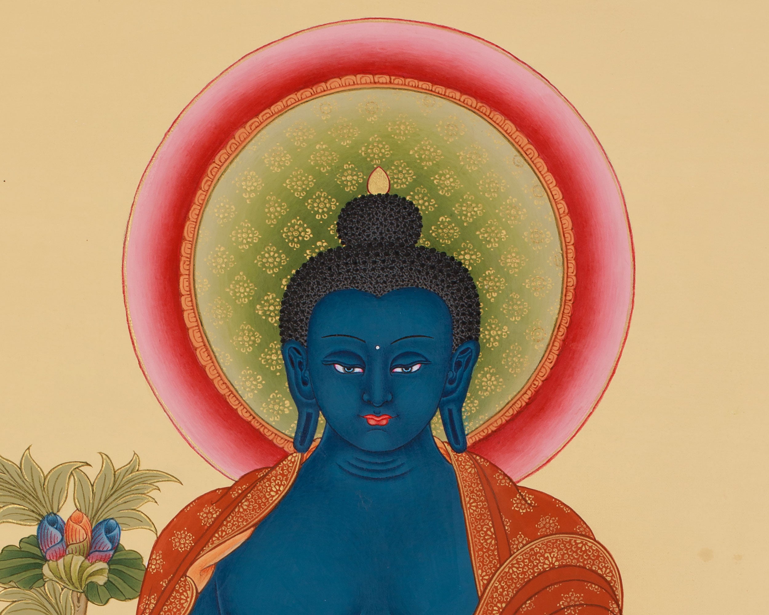 Blue Healing Buddha Thangka | Medicine Buddha Bhaisajyaguru