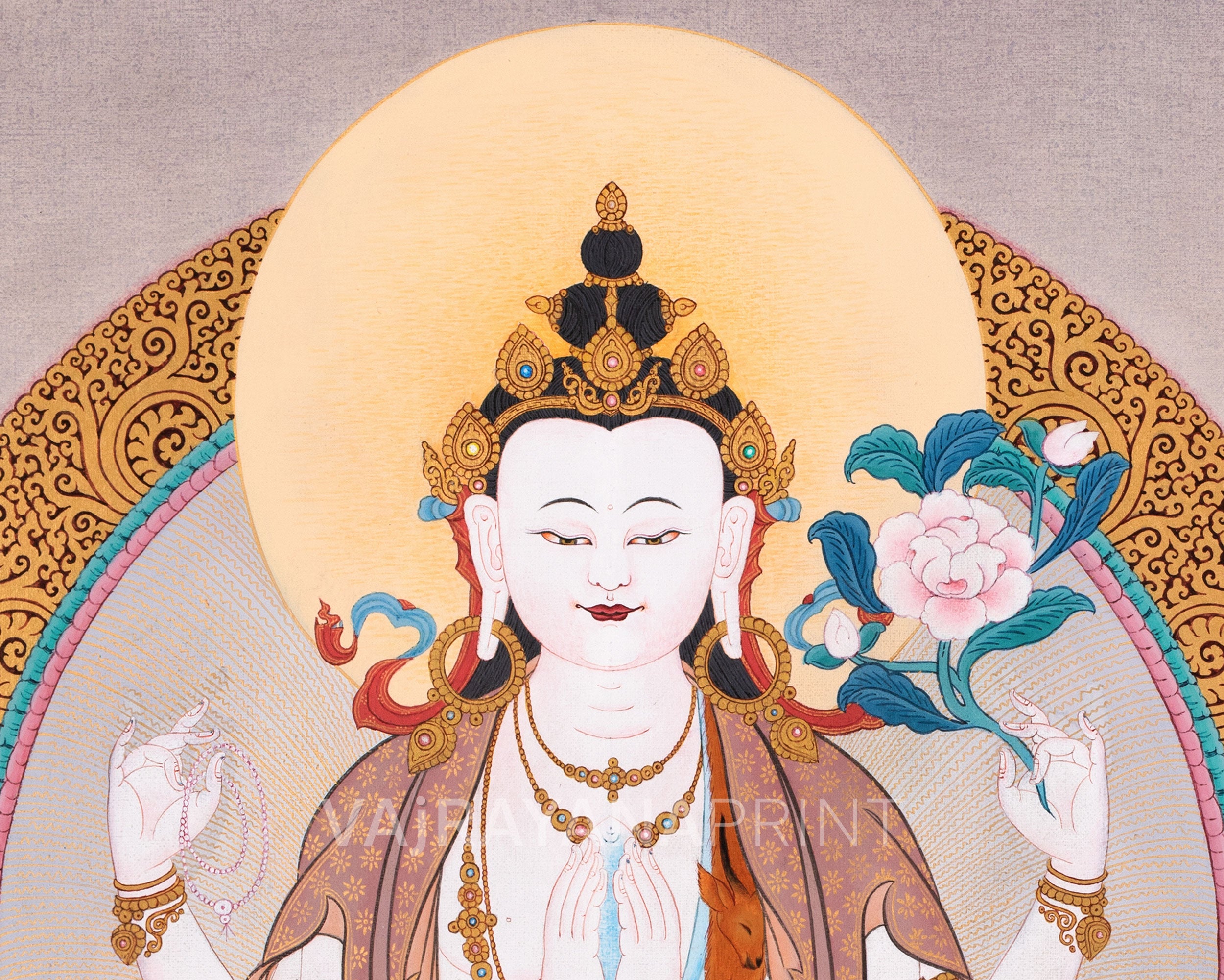 Four-Armed Chenrezig Buddha Print | Avalokiteshvara Artwork