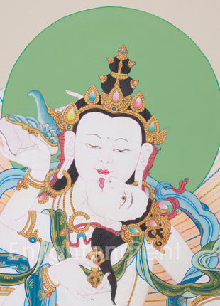 Vajrasattva with Consort Thangka | Sacred Symbol of Unity and Enlightenment