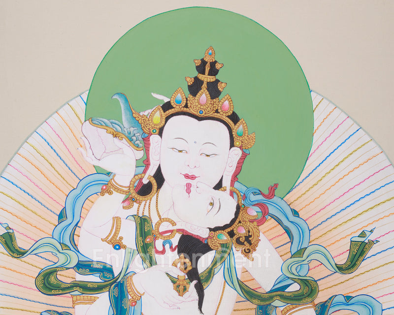 Vajrasattva with Consort Thangka | Sacred Symbol of Unity and Enlightenment