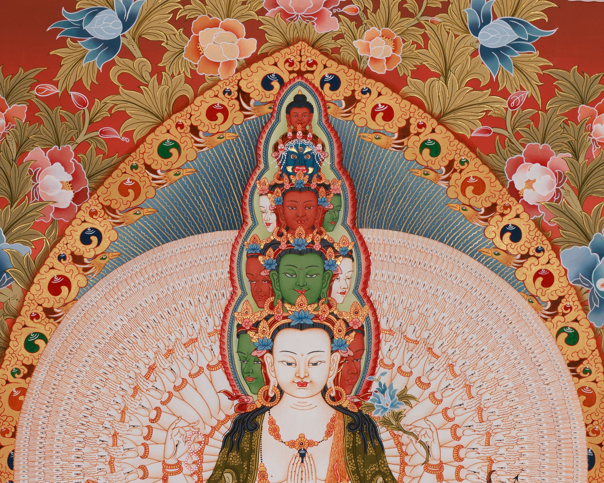 Compassion Buddha of 1000 Hands, Avalokiteshvara Thangka | Compassion & Divine Protection