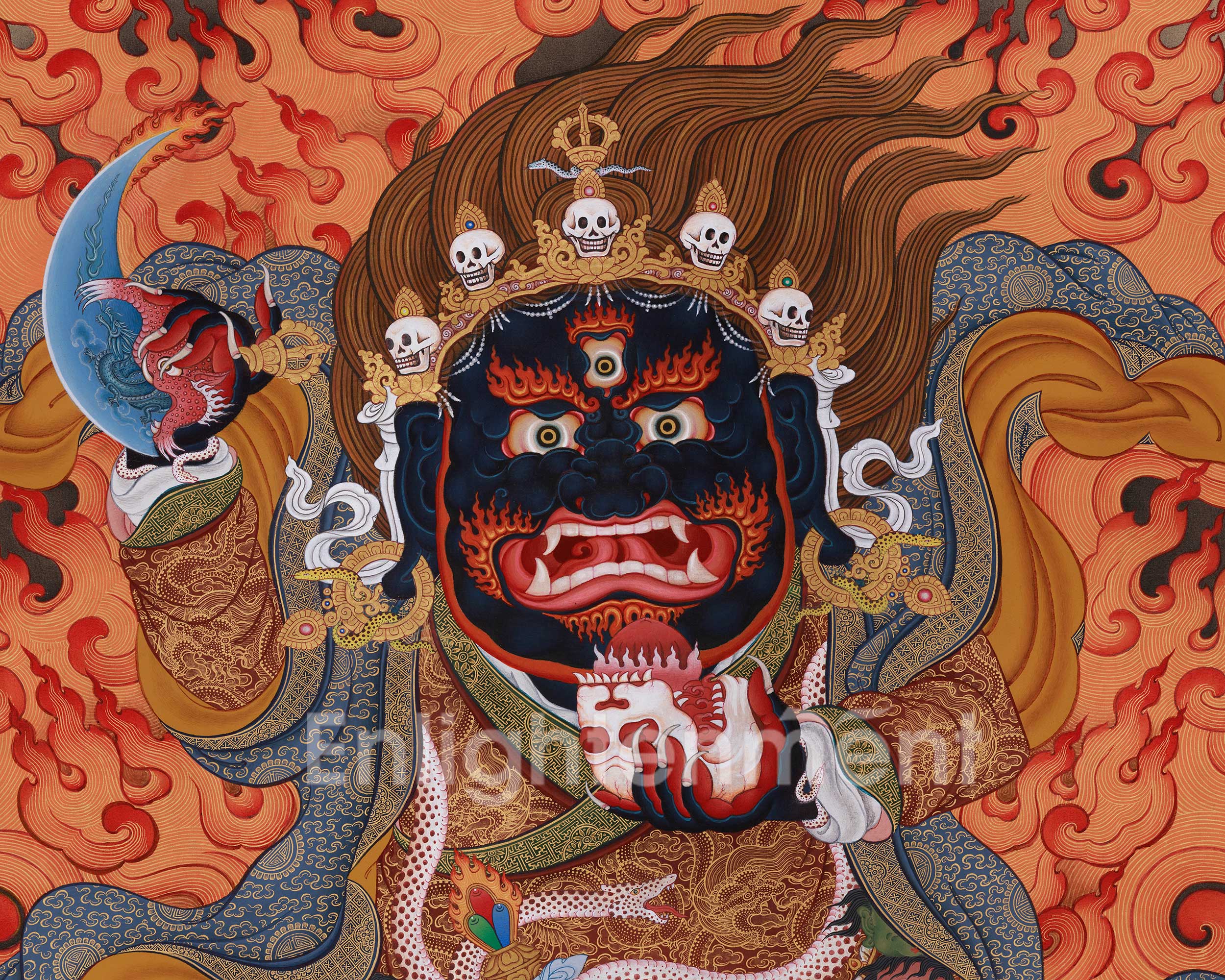 Mahakala Bernagchen Painting | A Premium Thangka of the Wrathful Protector and Guardian
