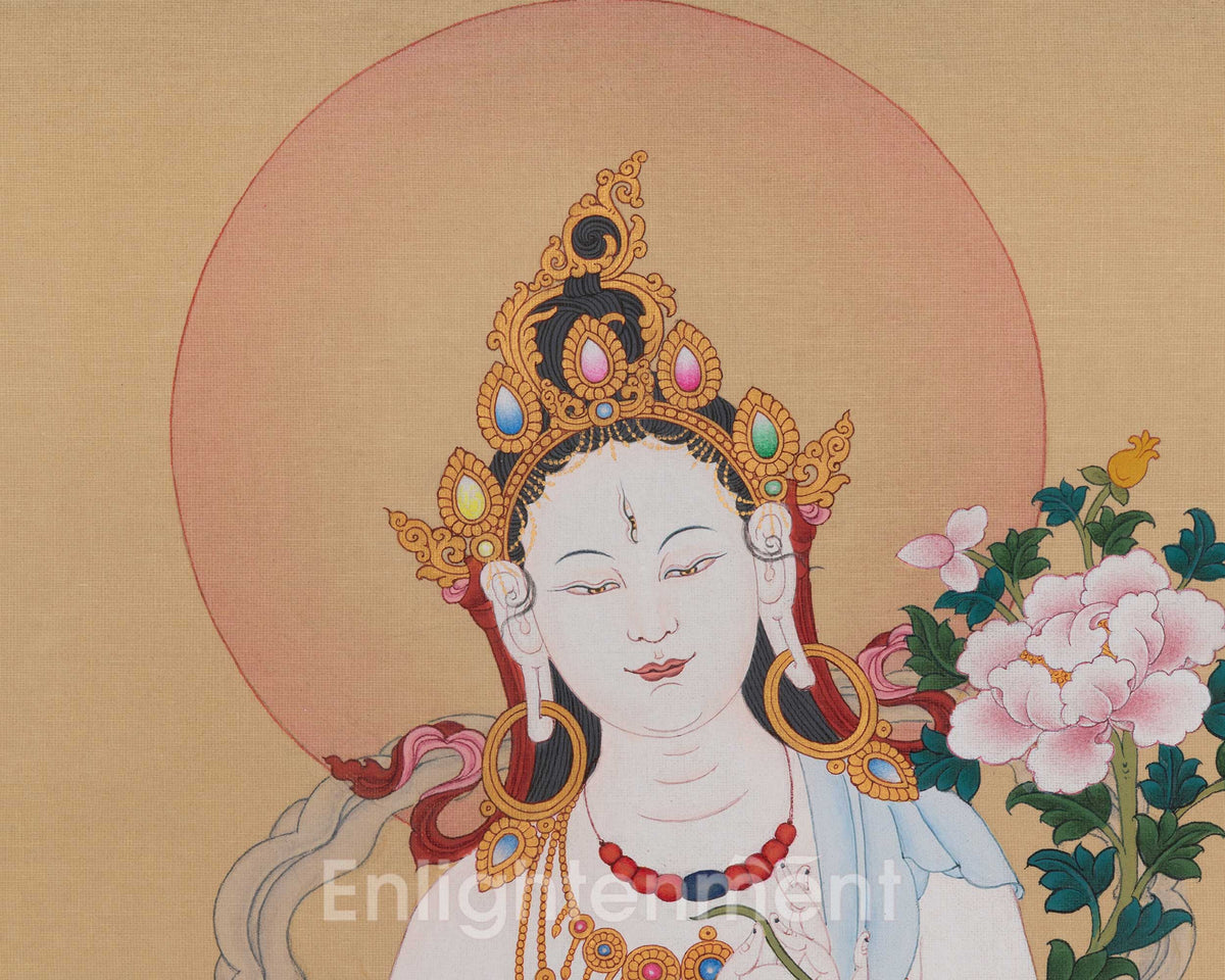 Traditional White Tara Buddhist Art | Sita Tara | Healing Deity