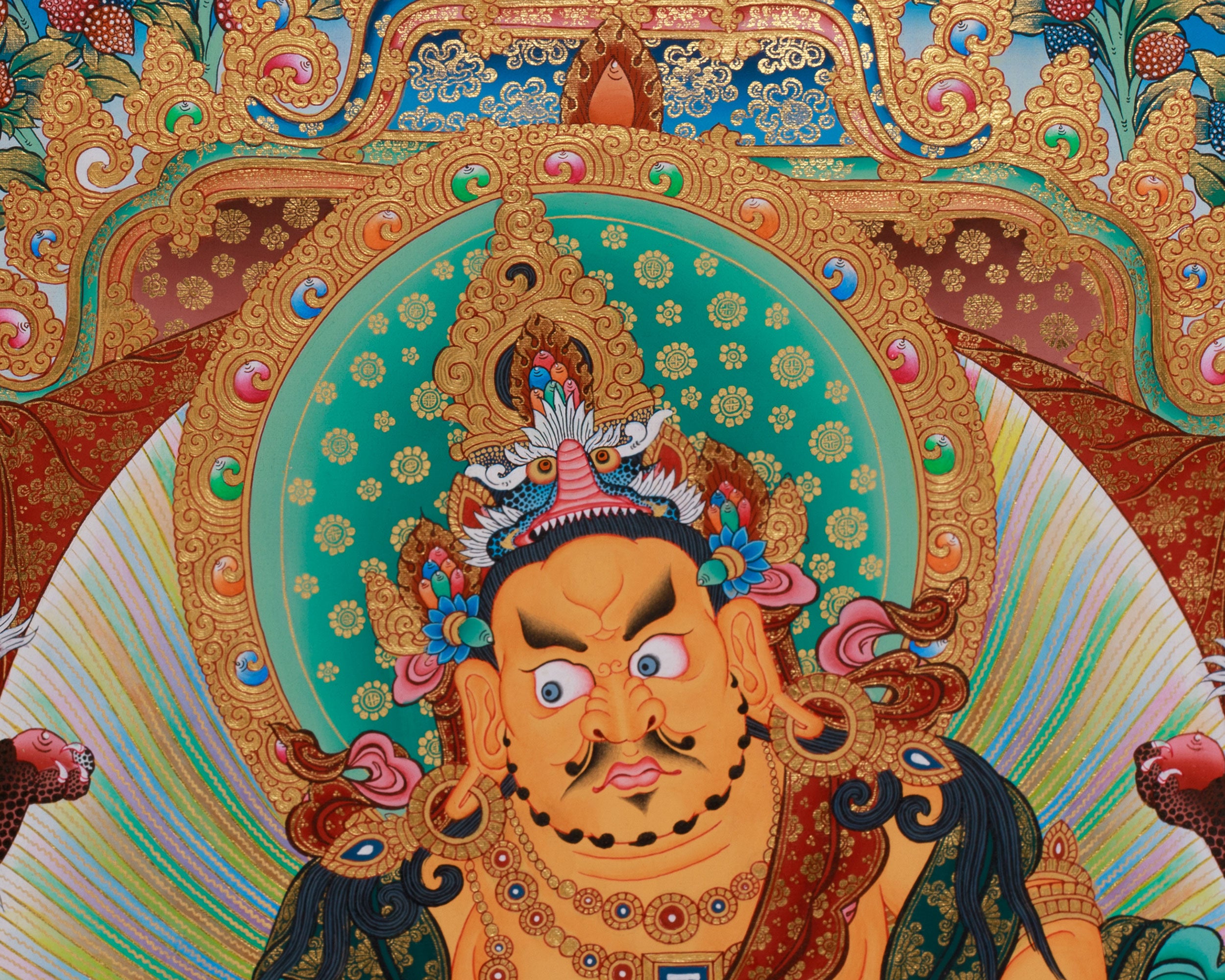 Dzambhala Wealth Deity Thangka | Sacred Hand-Painted Tibetan Art for Abundance