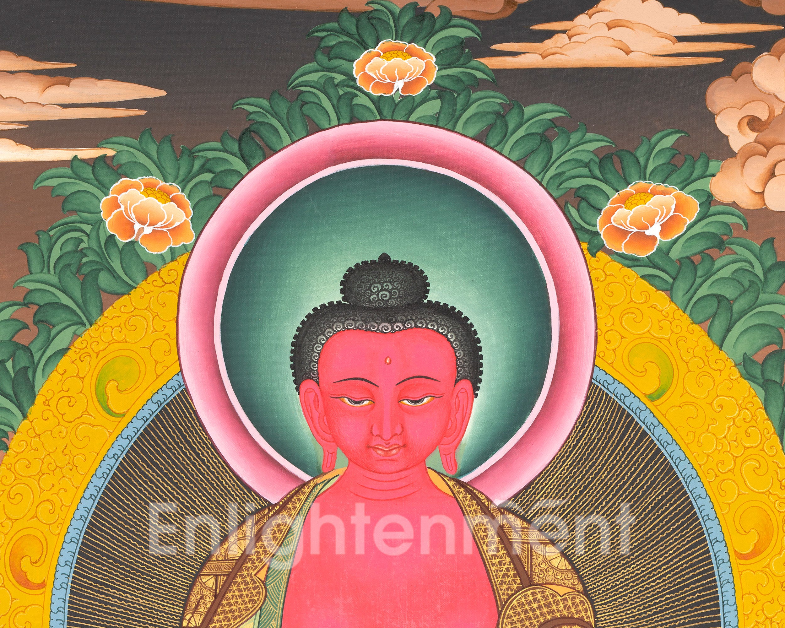 Amitabha Buddha And Green Tara Thangka | Pure Land Enlightenment & Compassionate Protection
