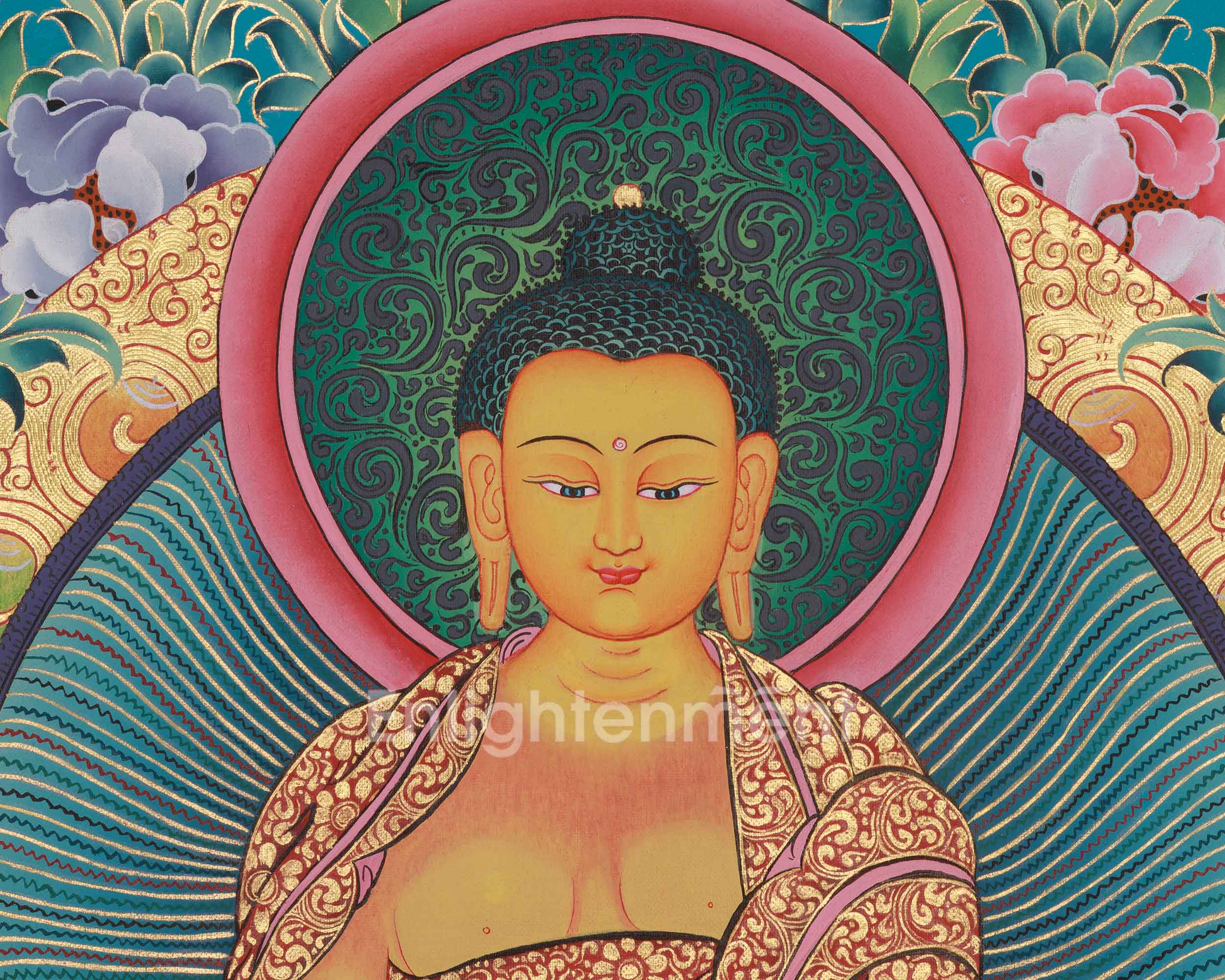 Peaceful Deity, Buddha Shakyamuni Thangka | Siddhartha Gautama | Meditation Art