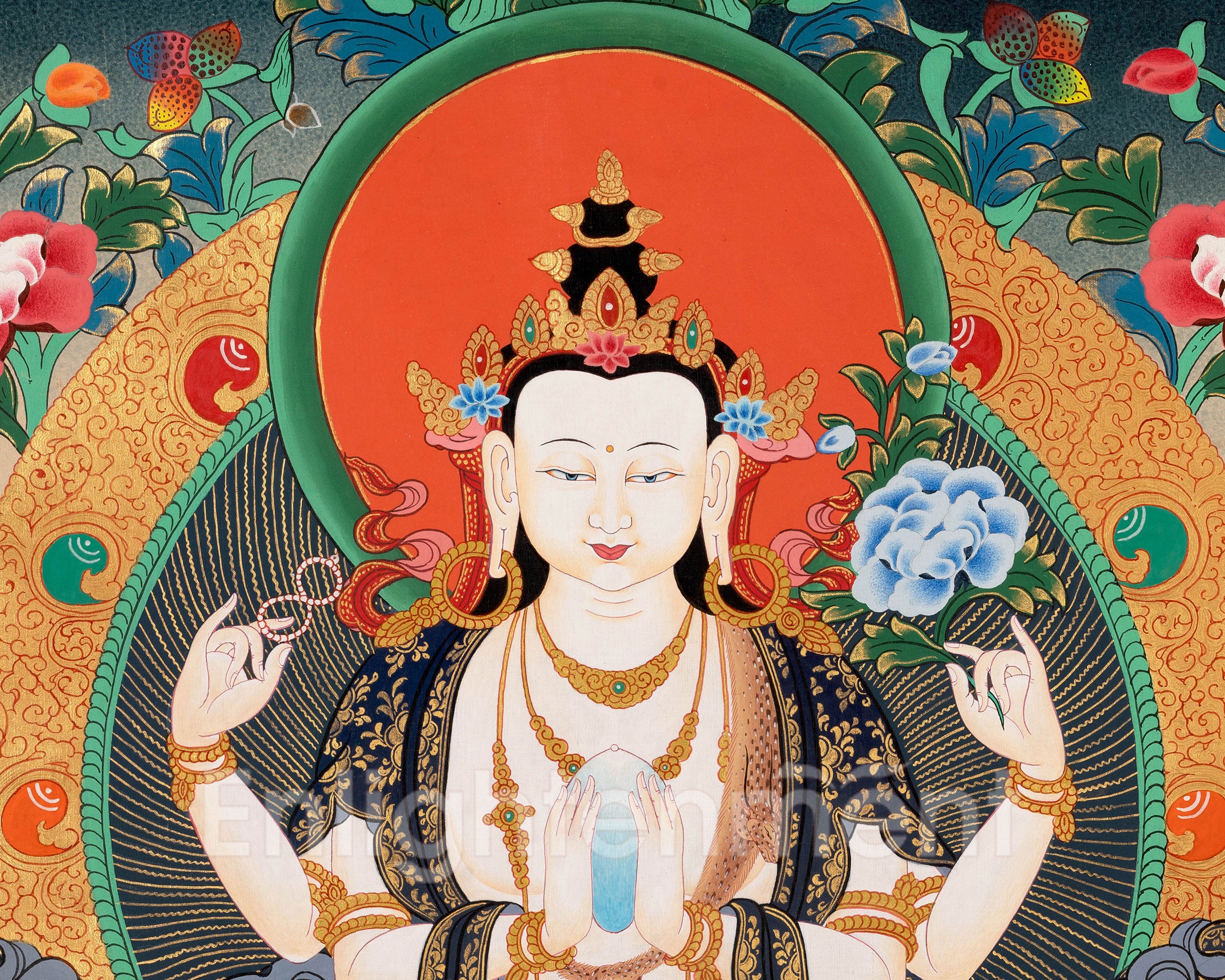 Avalokitesvara Chenrezig Thangka | Tibetan Bodhisattva of Compassion
