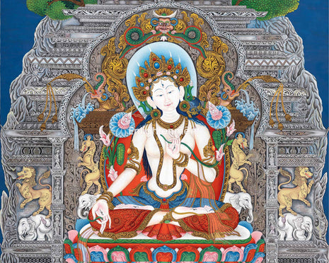 White Tara's Blessings In Thangka | Evoke Healing and Compassion with Divine Art | Your Path to Inner Peace