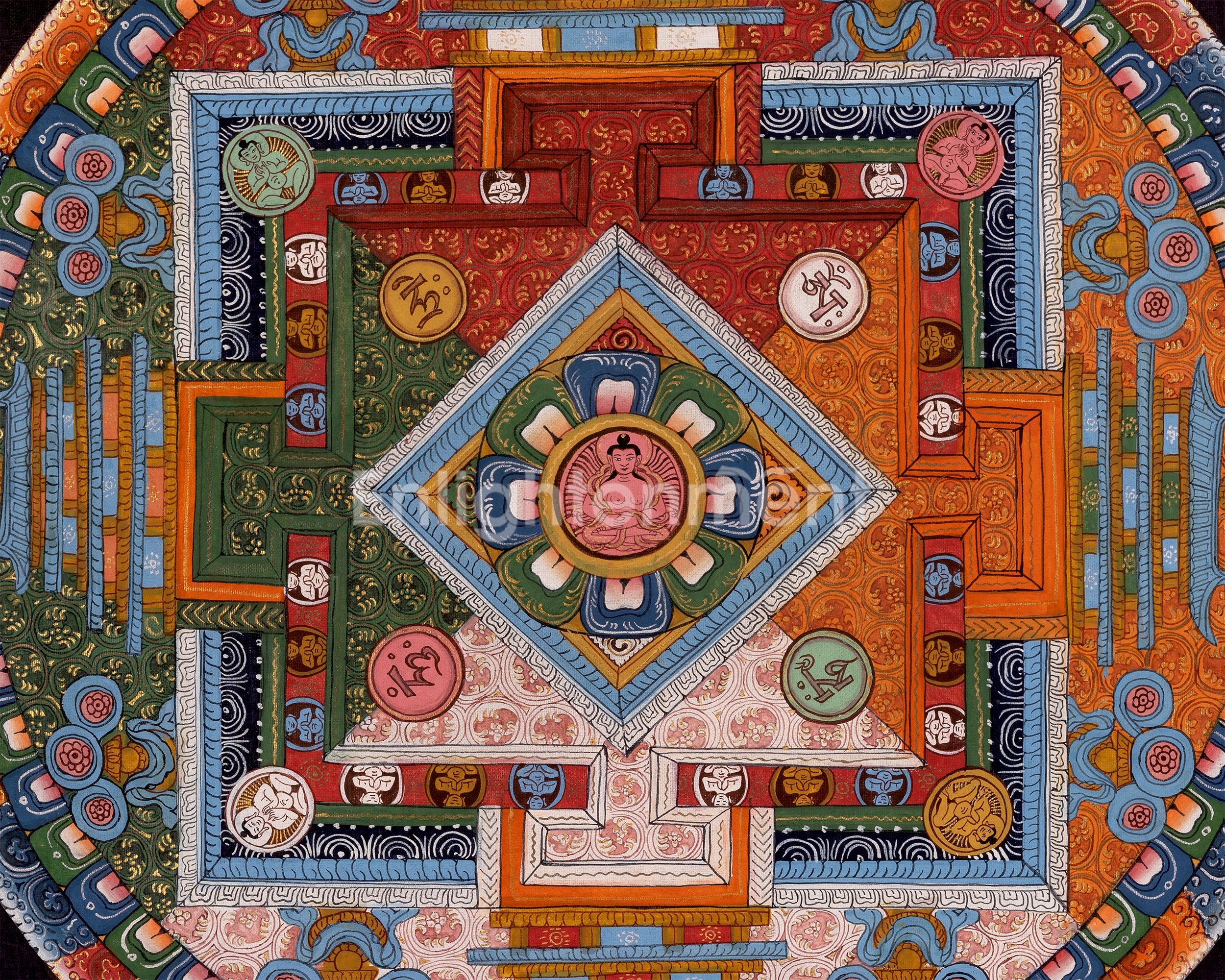 Amitayus Buddha Mandala Thangka | Wall Hanging
