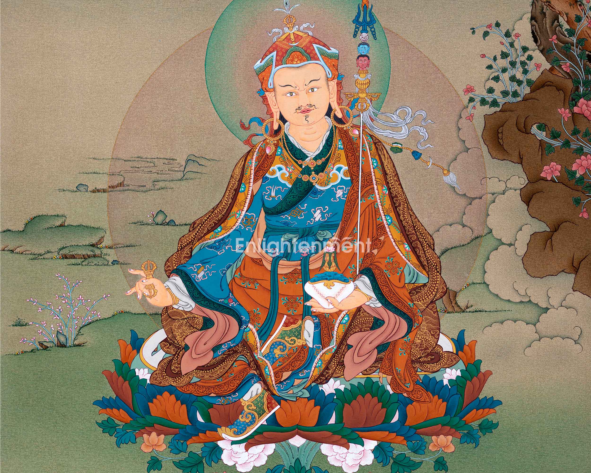 Traditional Tibetan Thangka Art For Padmasambhava Chant | Highly Revered Buddhist Master Guru Rinpoche