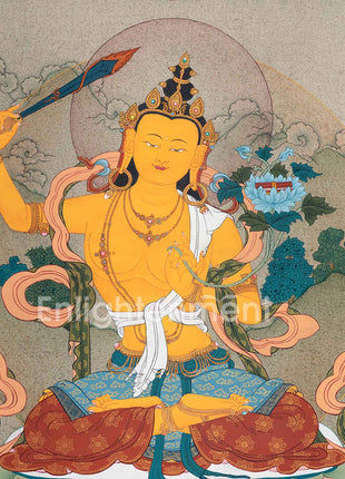 Tibetan Buddhism Manjushree Artwork | Hand Painted Sacred Thangka Painting