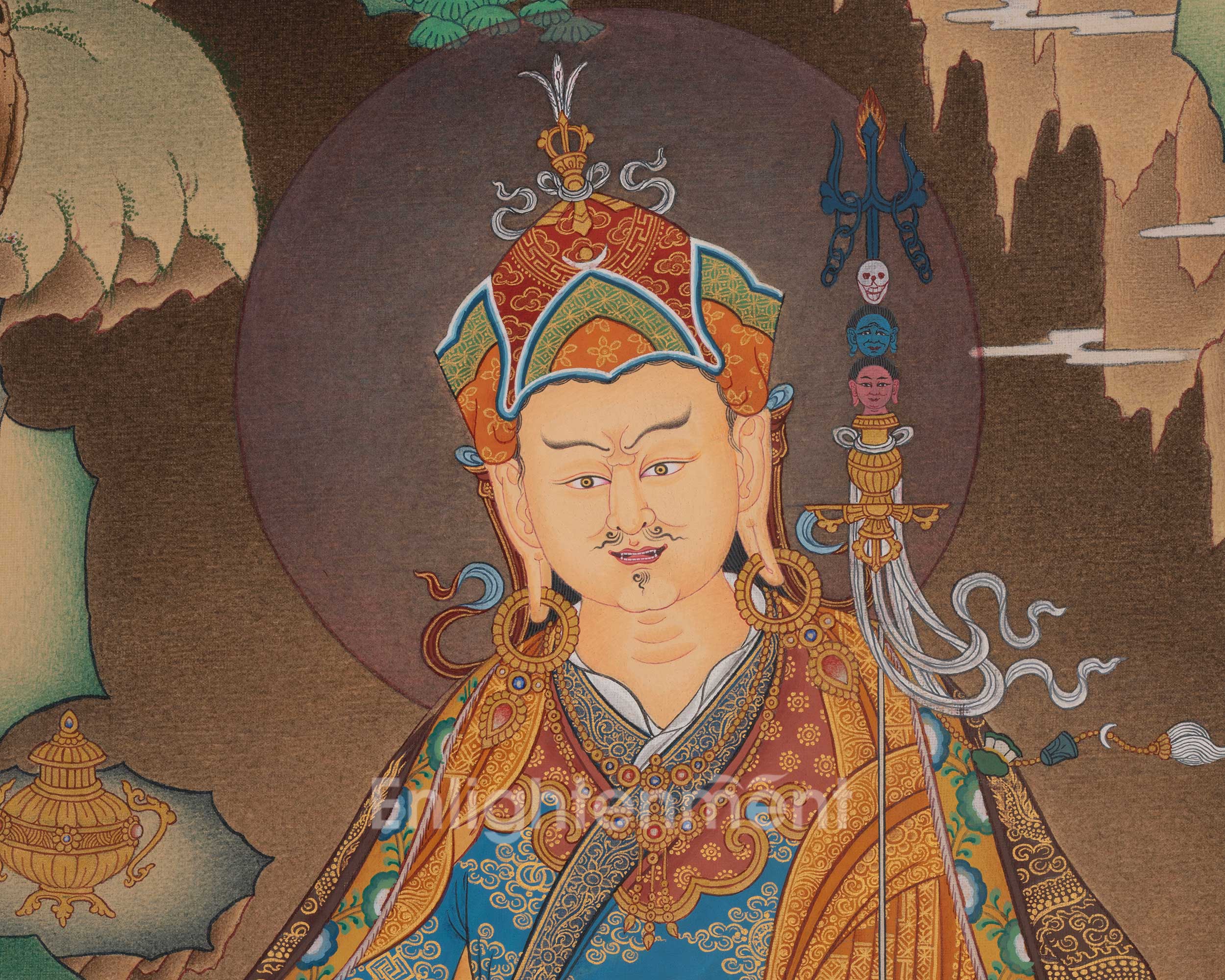 Spiritual Guru Rinpoche Thangka | Sacred Padmasambhava Buddhist Artwork