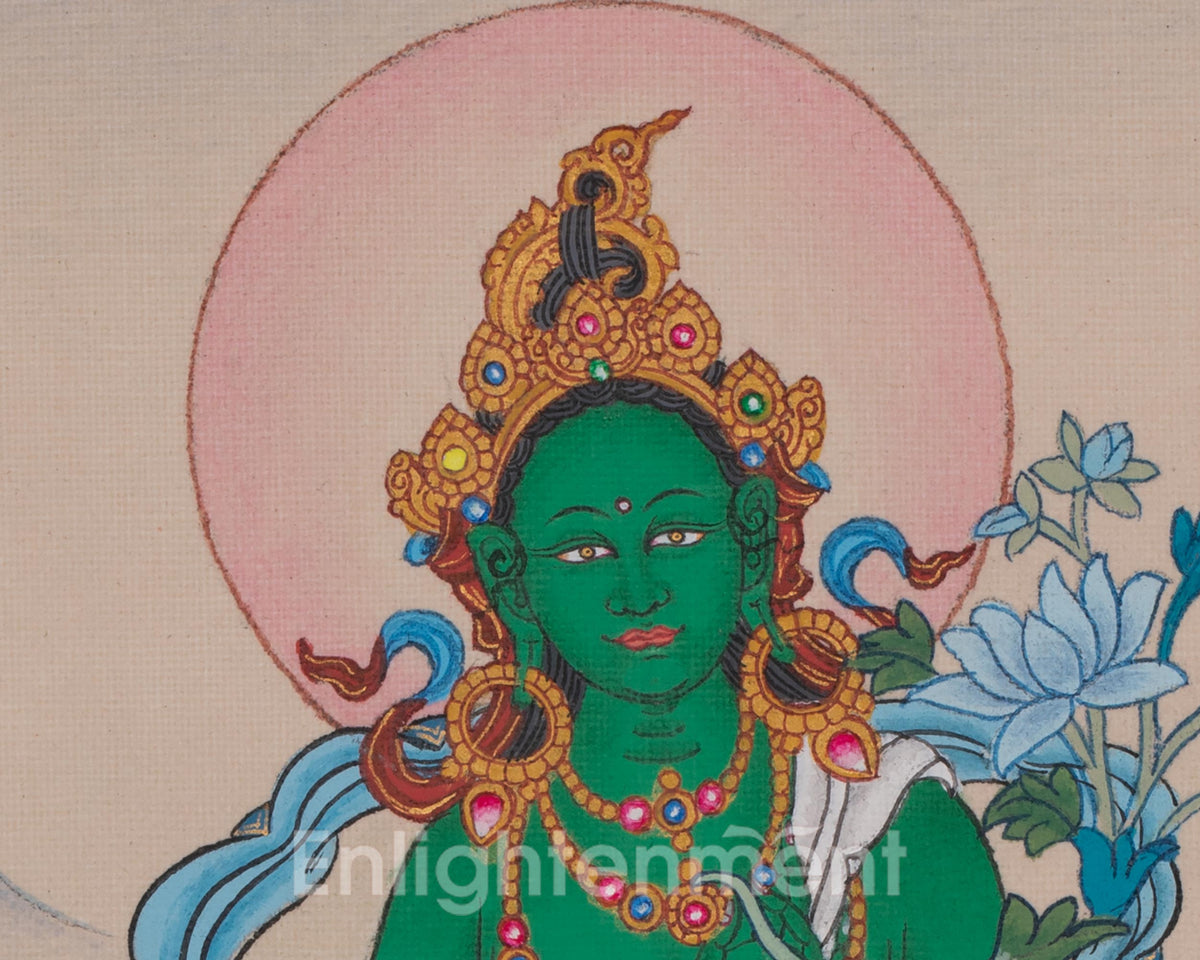 Hand-painted Green Tara Artwork | Shyama Tara | Compassion Deity