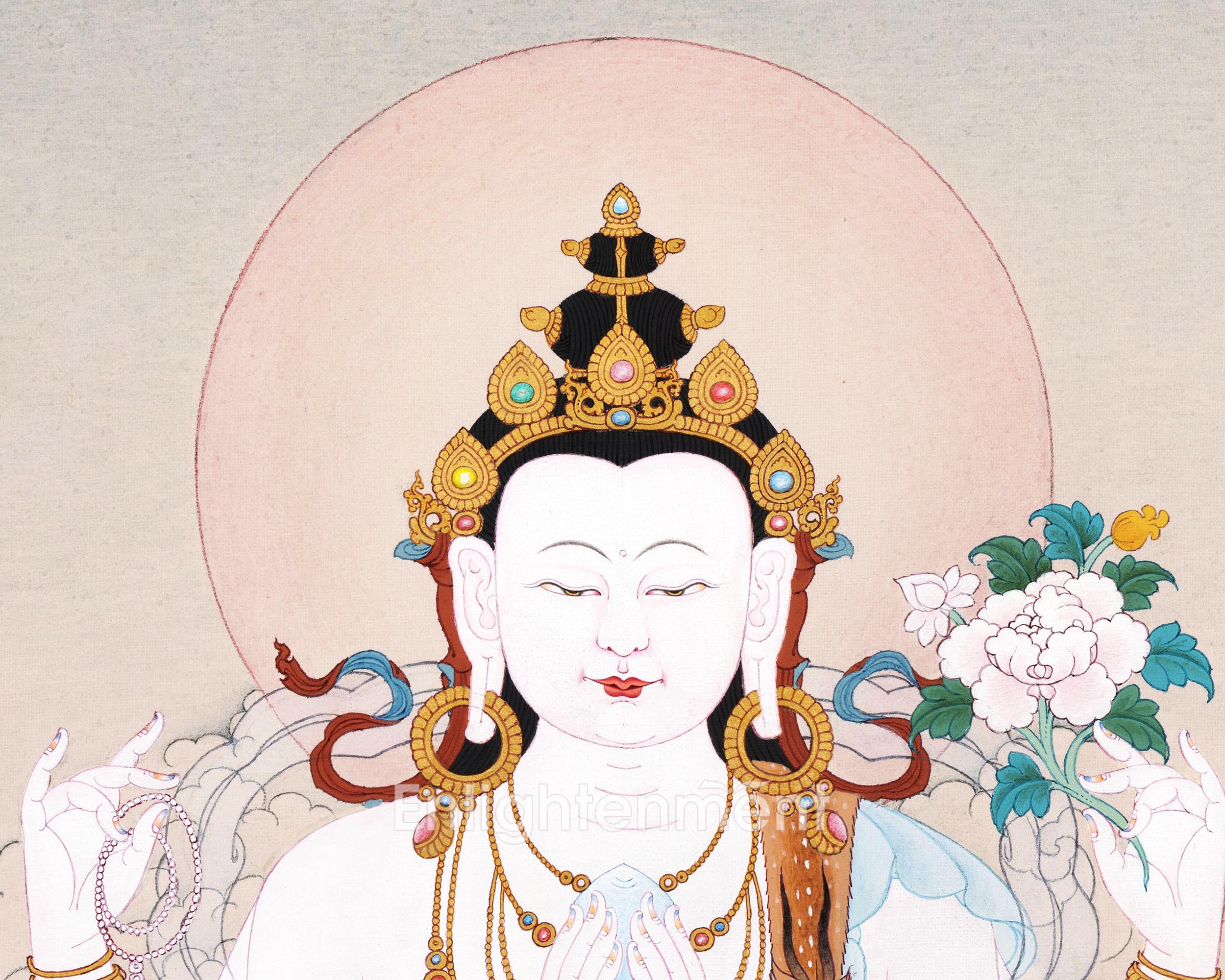 Traditional Chenrezig Thangka | Tibetan Bodhisattva Art