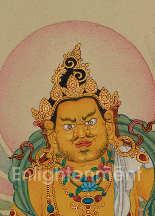 Guardian of Wealth Jambhala Thangka | Divine Blessings of Fortune & Well-Being
