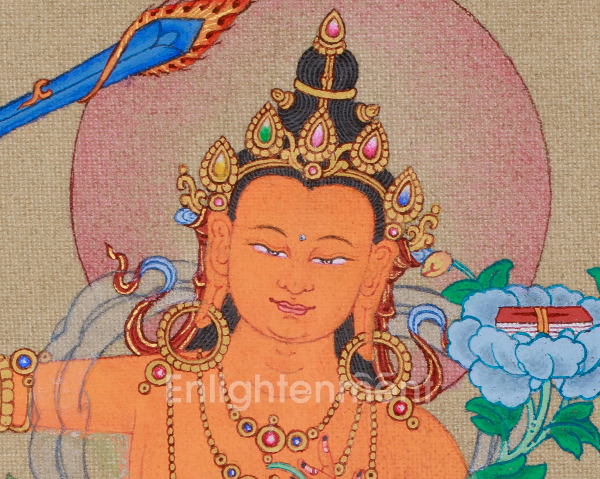 Thangka of Traditional Bodhisattva Manjushri | The Supreme Symbol of Transcendent Wisdom and Insight