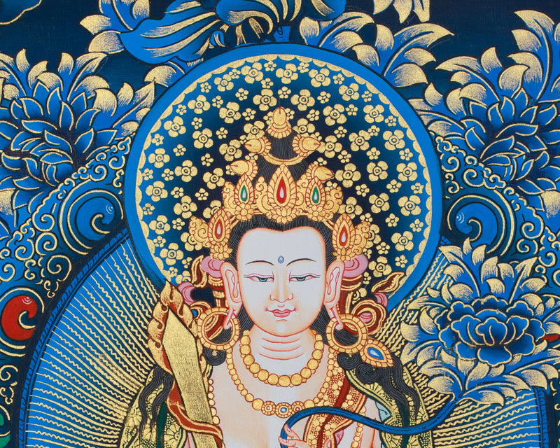 Thangka of Bodhisattva Manjushri | Tibetan Buddhist Wisdom Deity