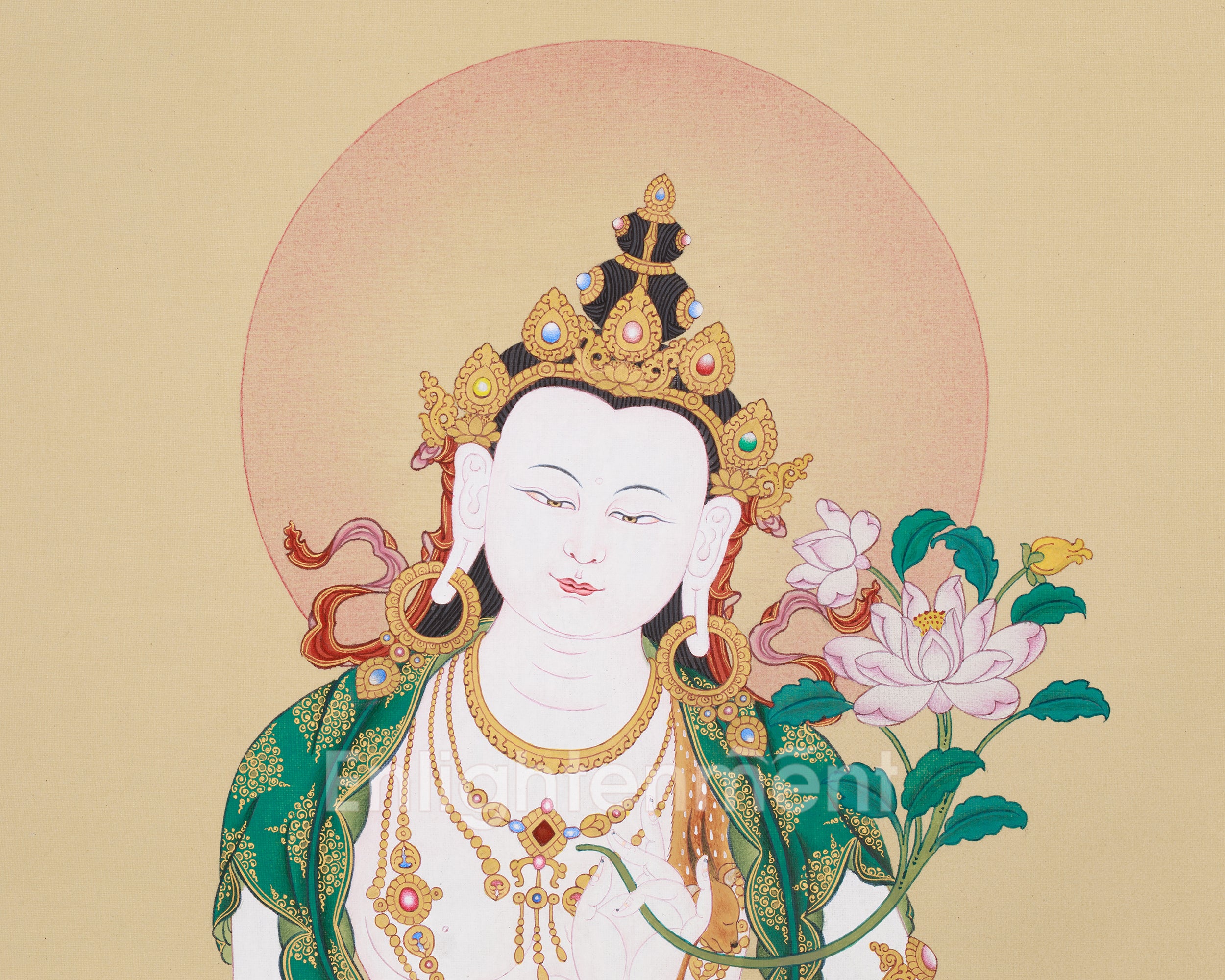Divine Two-Armed Chenrezig Artwork | The Compassionate Bodhisattva Thangka