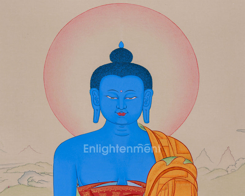 Lapis Lazuli Medicine Buddha Thangka | Healing and Compassion Through Sacred Art