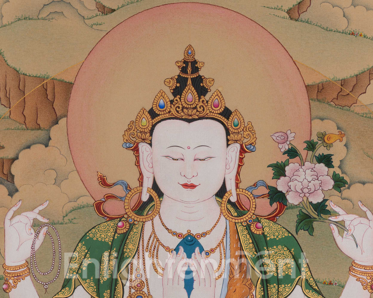 Chenrezig Thangka Painting Art | Avalokiteshvara Thangka | Boundless Compassion of All Buddhas