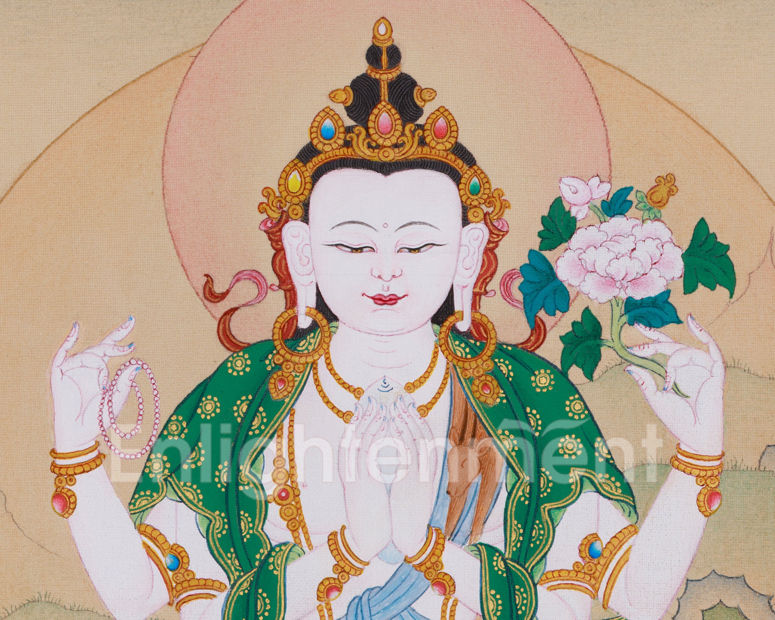 Four Armed Chenrezig, Bodhisattva of Compassion | Traditional Artwork