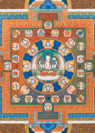 Chenresig Mandala Thangka Print | Traditional Tibetan Mandala Artwork | Meditation Art