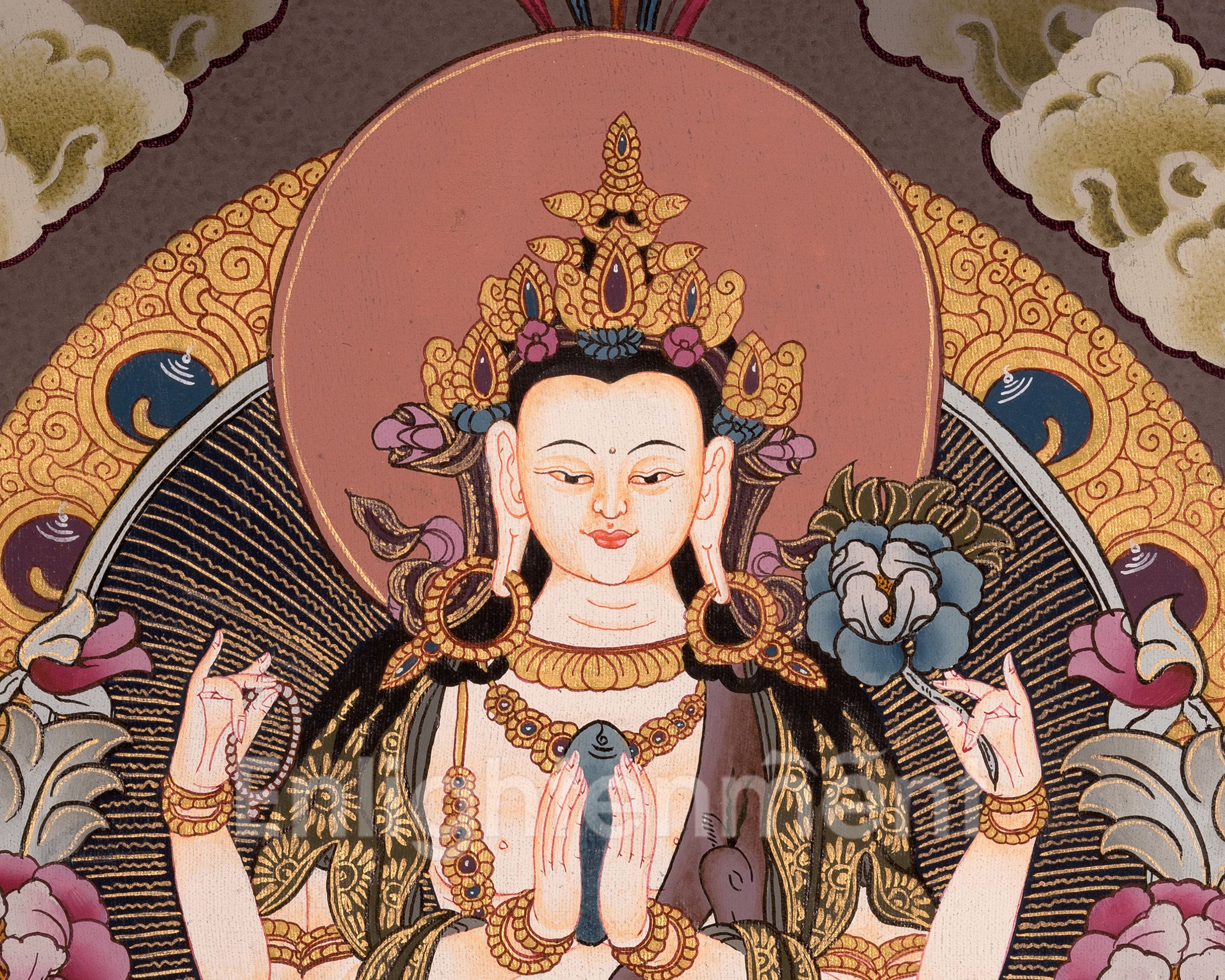 Sacred Hand-Painted Bodhisattva Chenrezig | Buddha of Compassion