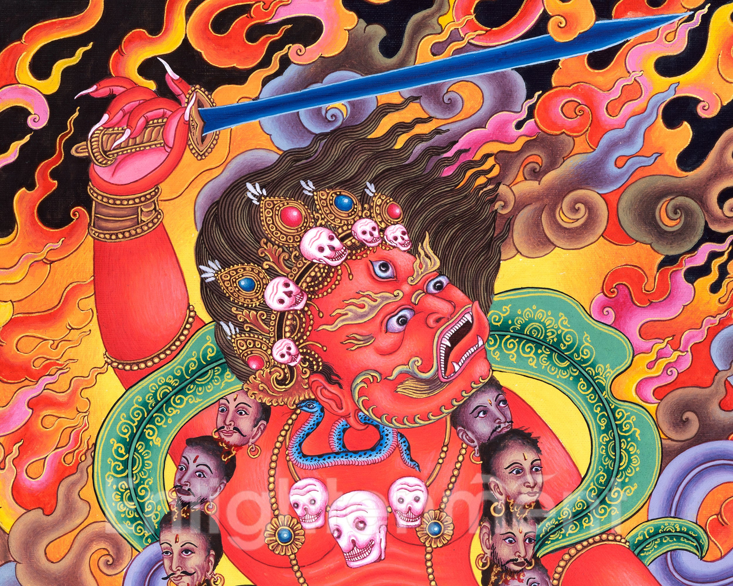 Red Bhairava Mahakala Thangka | Protector Deity of Fierce Compassion