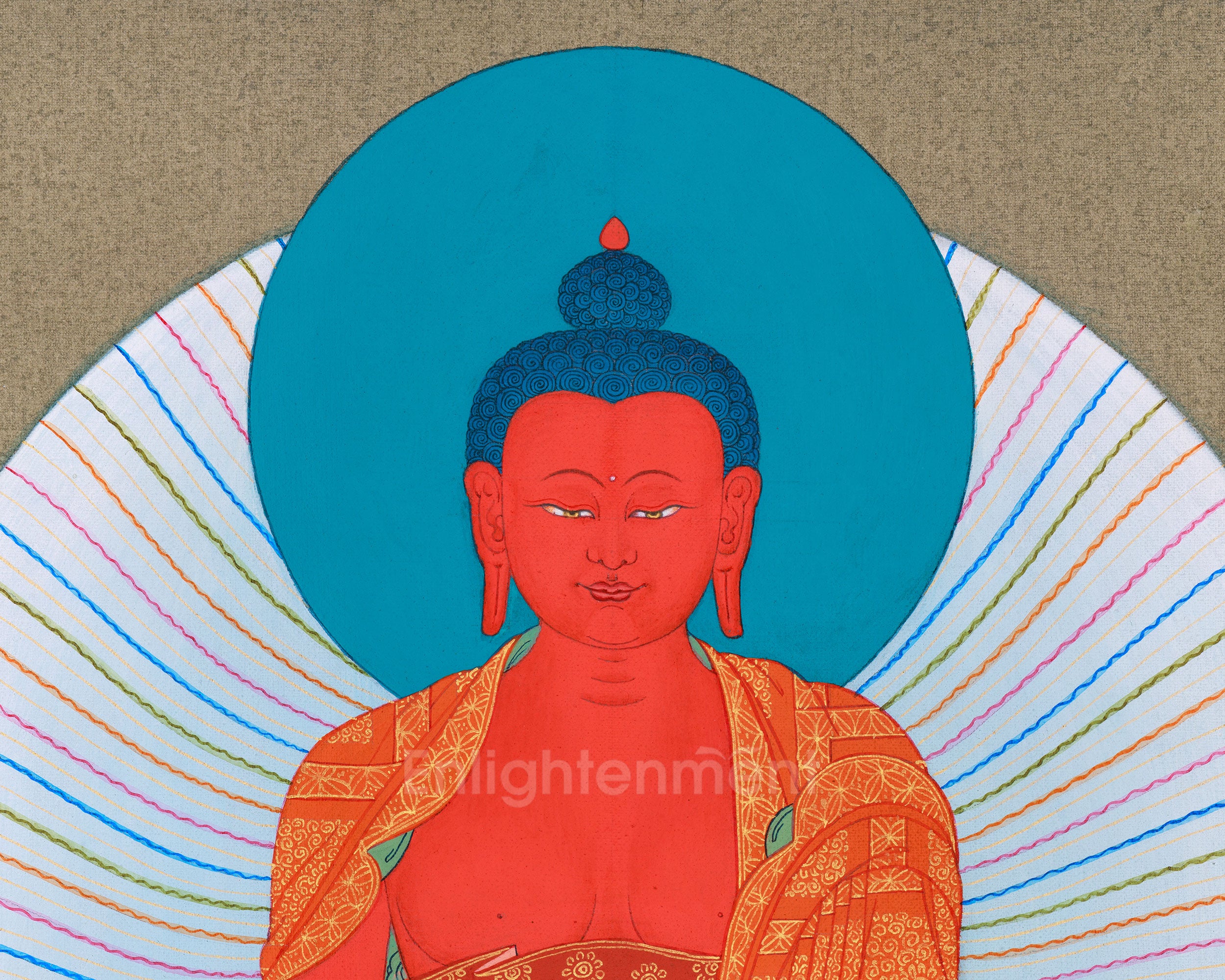 Buddha of Infinite Light, Amitabha Thangka - Chenresig and Vajrasattva Bodhisattvas