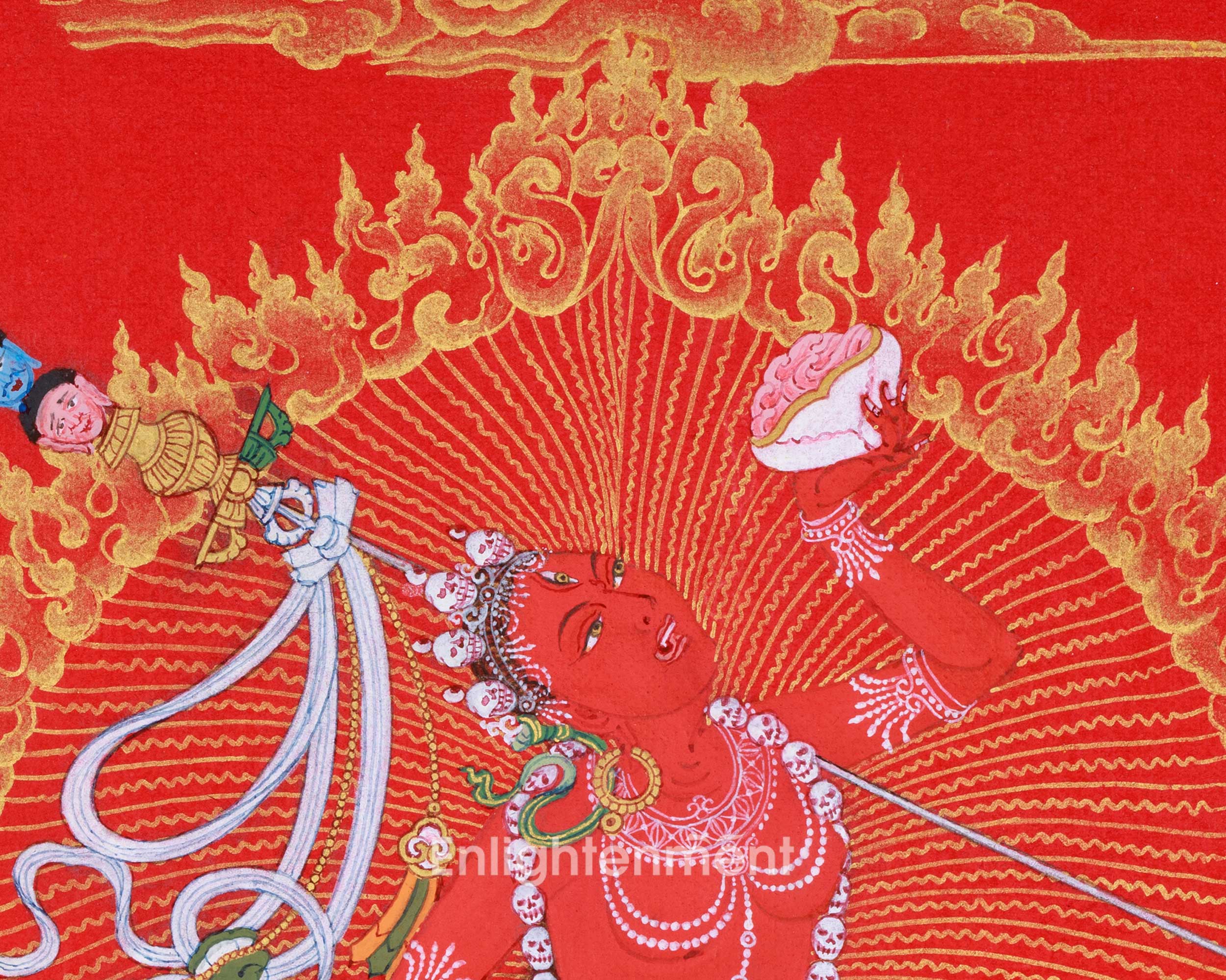 Vibrant Ren and Gold Vajrayogini Thangka | Ethereal Art for Your Space