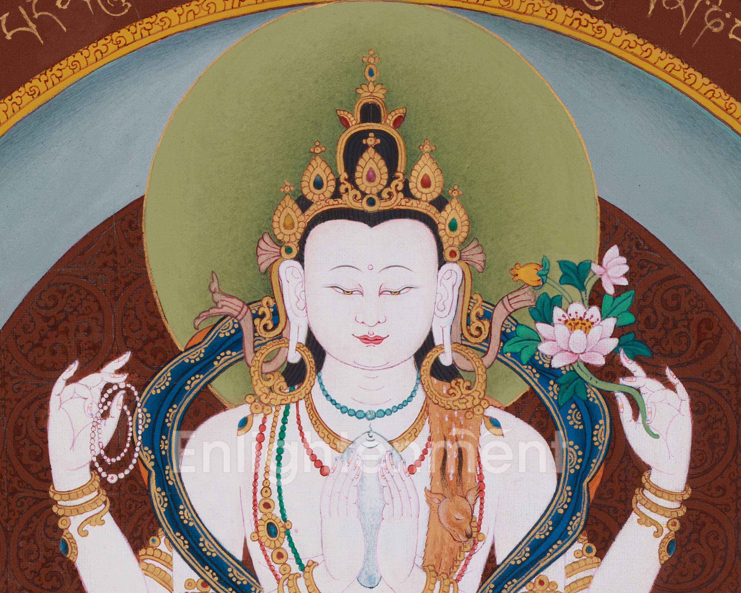 Four-Armed Avalokiteshvara Mandala Thangka | The Bodhisattva of Compassion and Mercy in Divine Art