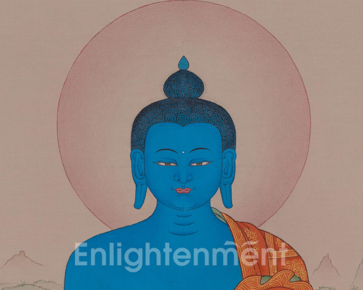 Tibetan Bhaisajyaguru Thangka | Medicine Buddha | Healing Deity