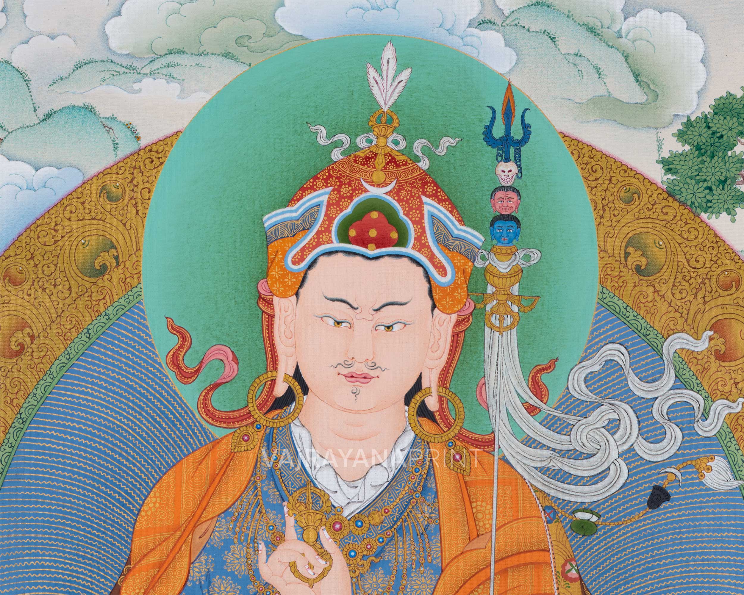 Traditional Padmasambhava Thangka Print | Art Of The Lotus Born Master | Guru Rinpoche Digital Print