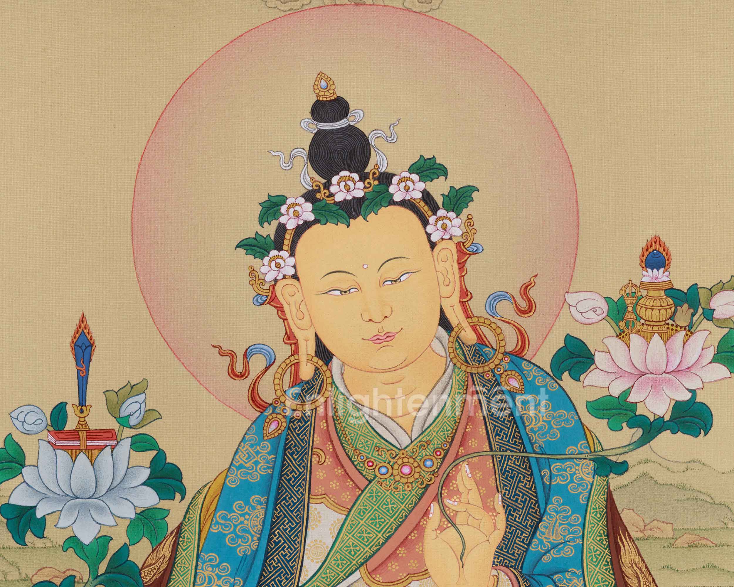 Yuthok with Medicine Buddha and Shanglon Gonpo Thangka | Tibetan Buddhist Master