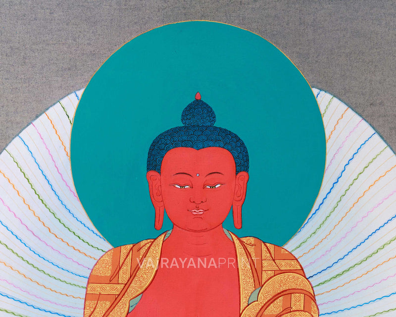 High-Quality Amitabha Buddha Giclee Canvas | Red Buddha Traditional Print | Wall Decors