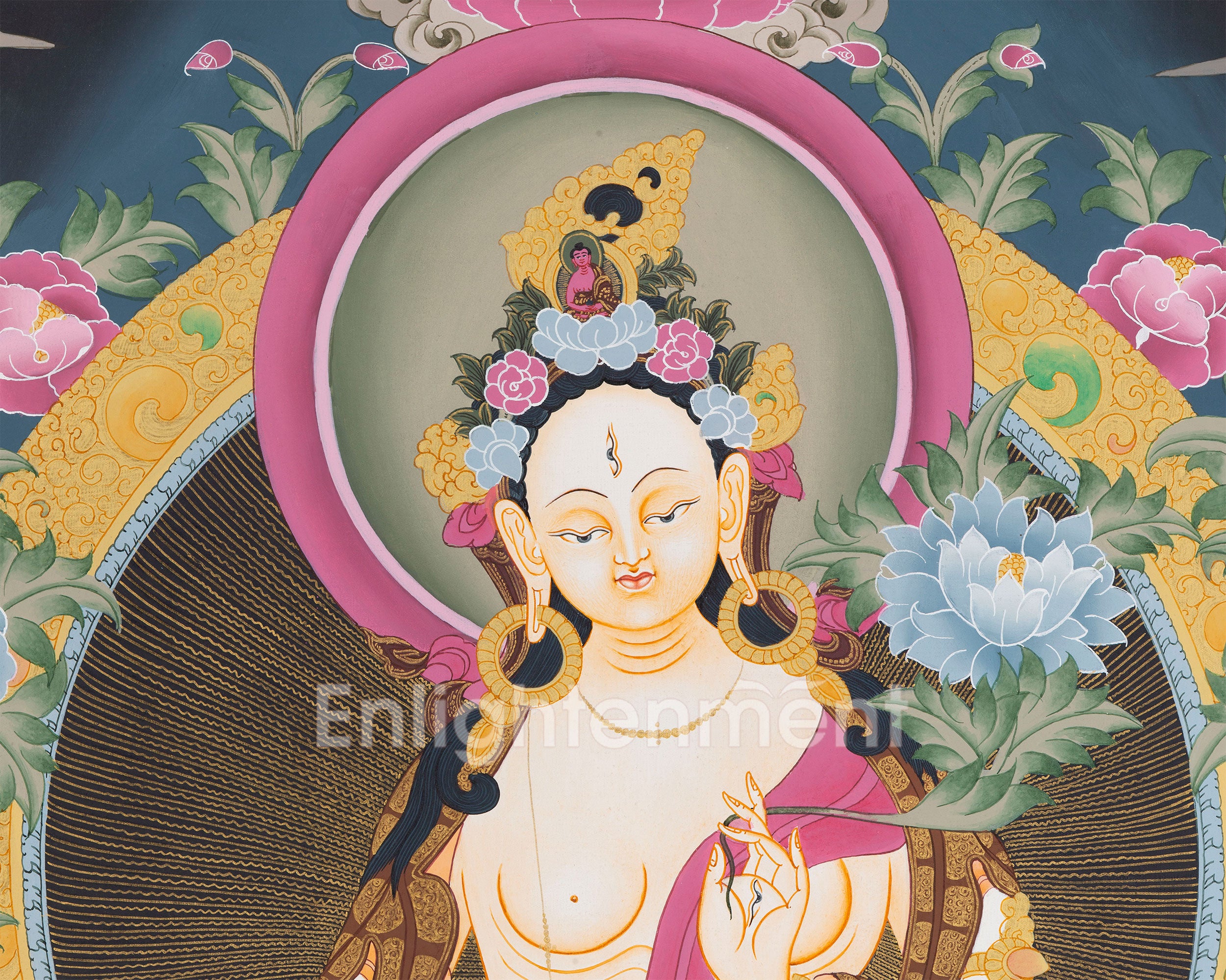 Healing Deity White Tara Thangka Painting | Goddess of Compassion and Longevity