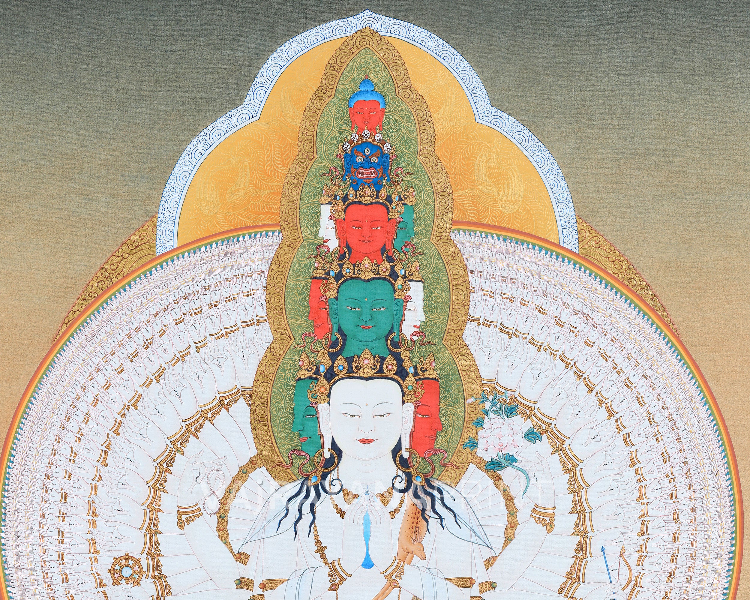 A Sacred High-Quality 1000-Armed Chenrezig Print | Symbol of Mercy and Compassion