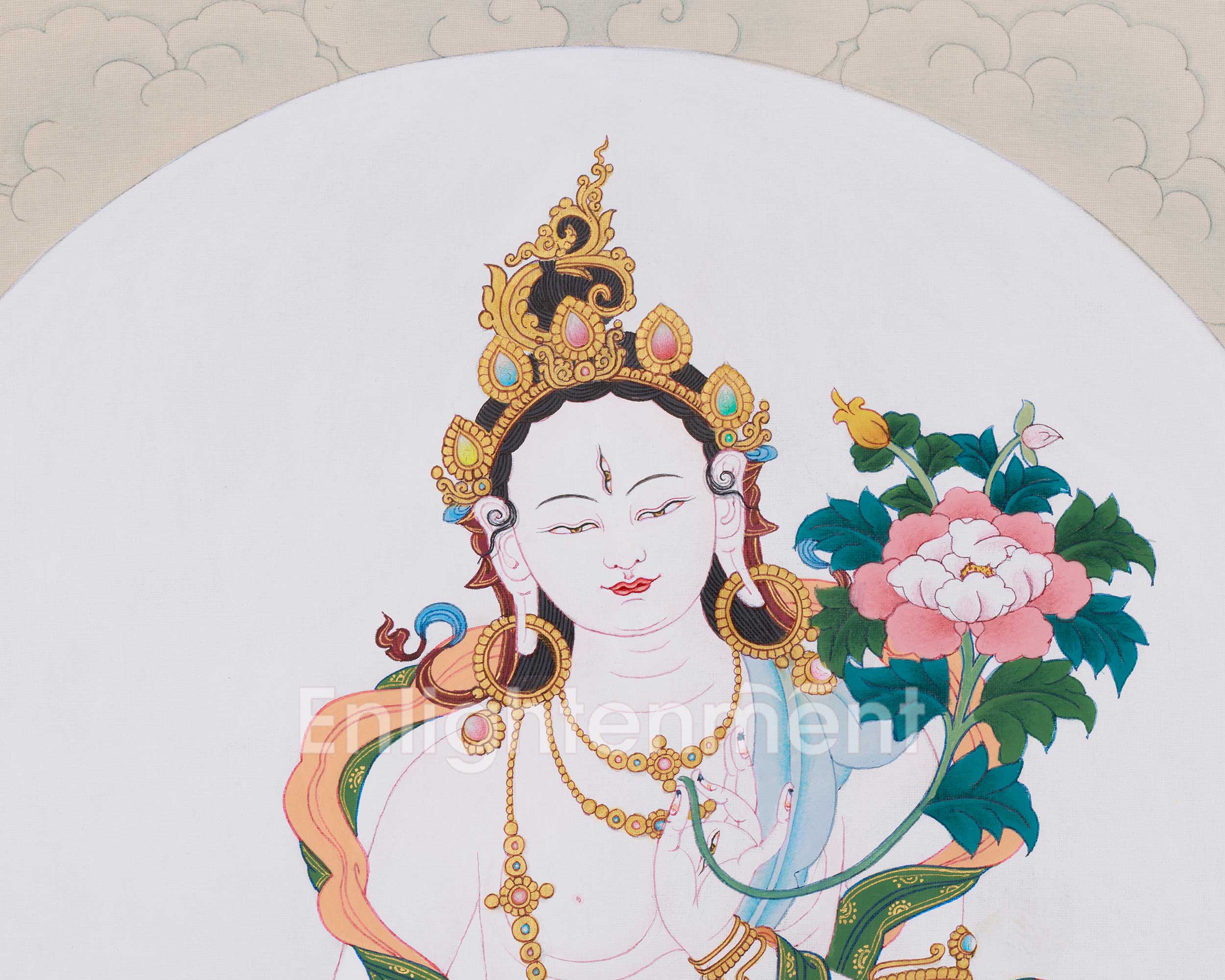 Goddess of Longevity, White Tara Thangka | Buddhist Healing Deity