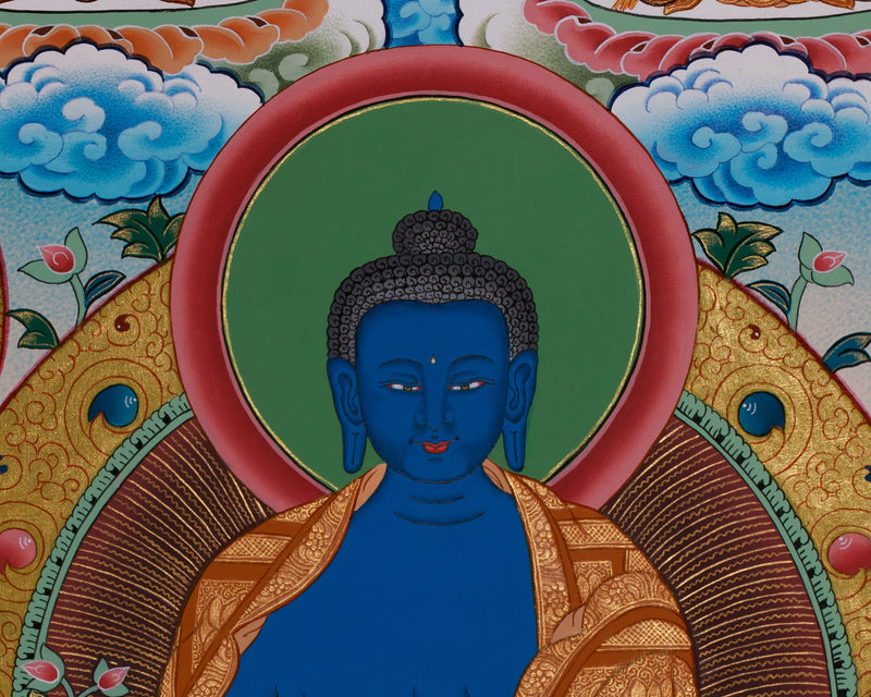 Eight Medicine Buddhas Thangka | Assembly of Healing Deities