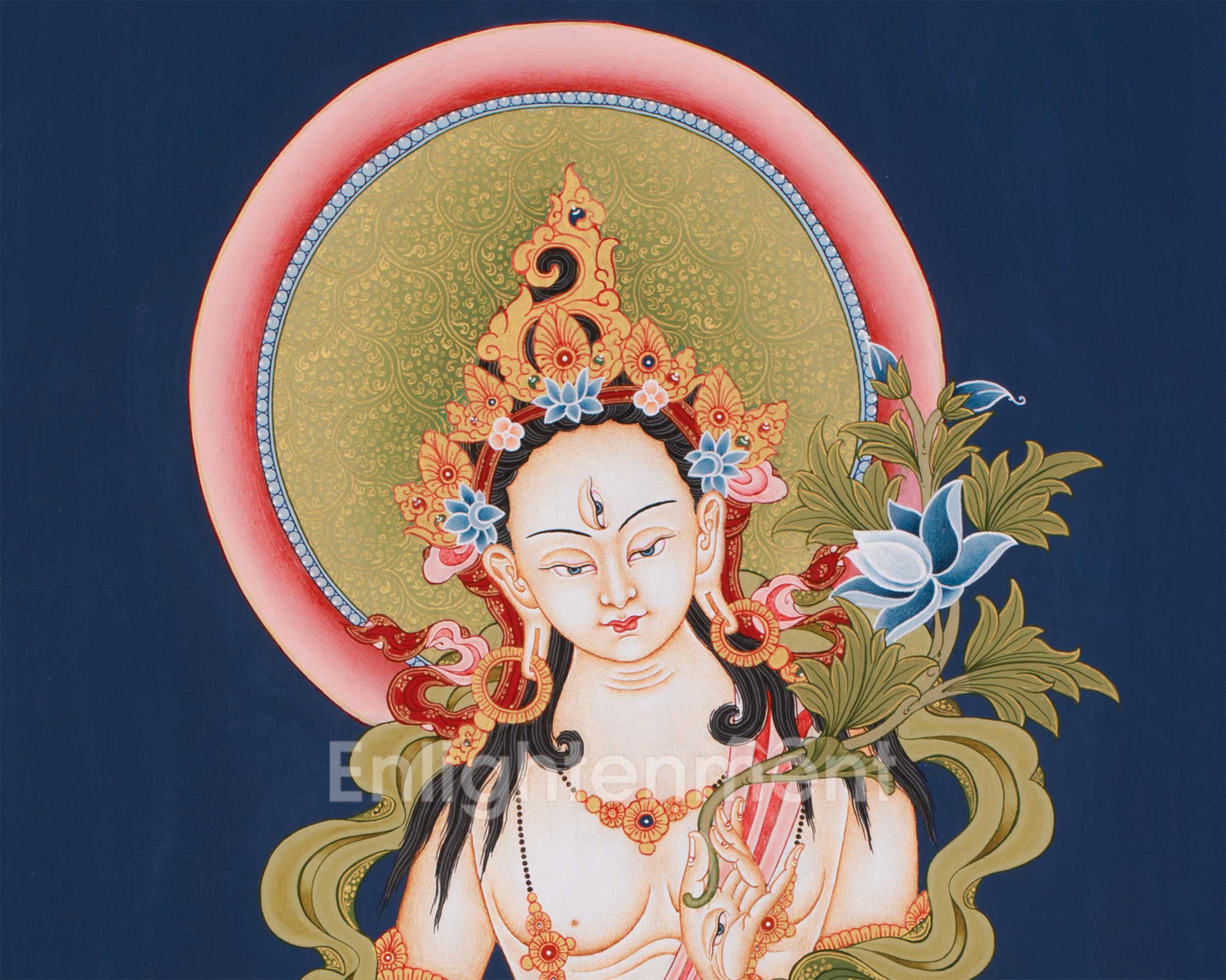 White Tara Blessing Thangka | Sacred Goddess of Healing & Longevity