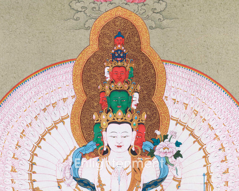 1000 Armed Avalokiteshvara Thangka | Traditional Bodhisattva Chenrezig Artwork