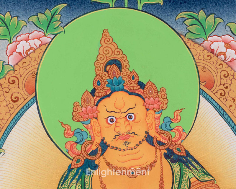 Dzambhala Divine Thangka Artwork | Embodiment of Abundance | Art for Meditation
