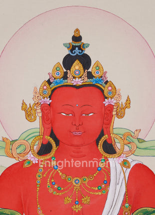 Amitayus Buddha in Natural Stone Colors Thangka