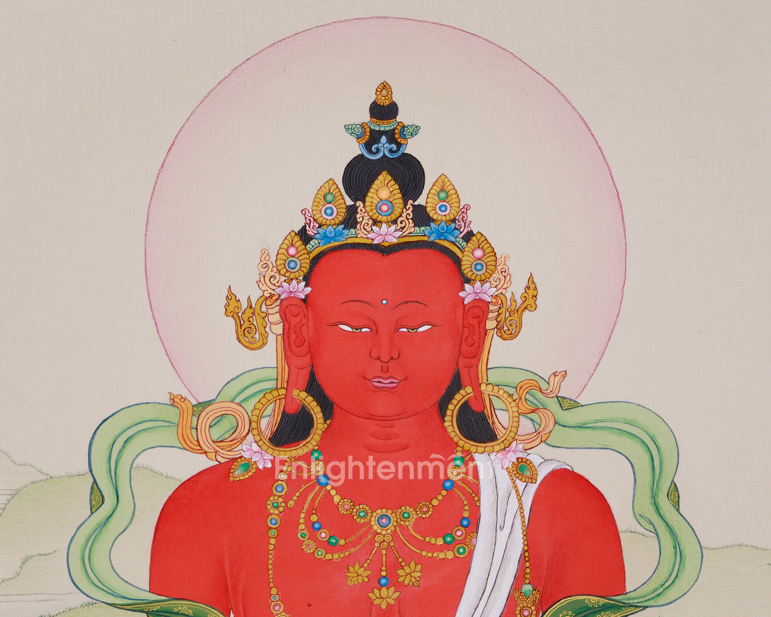 Tibetan Amitayus Buddha Painting | Buddha of Infinite Light and Longevity